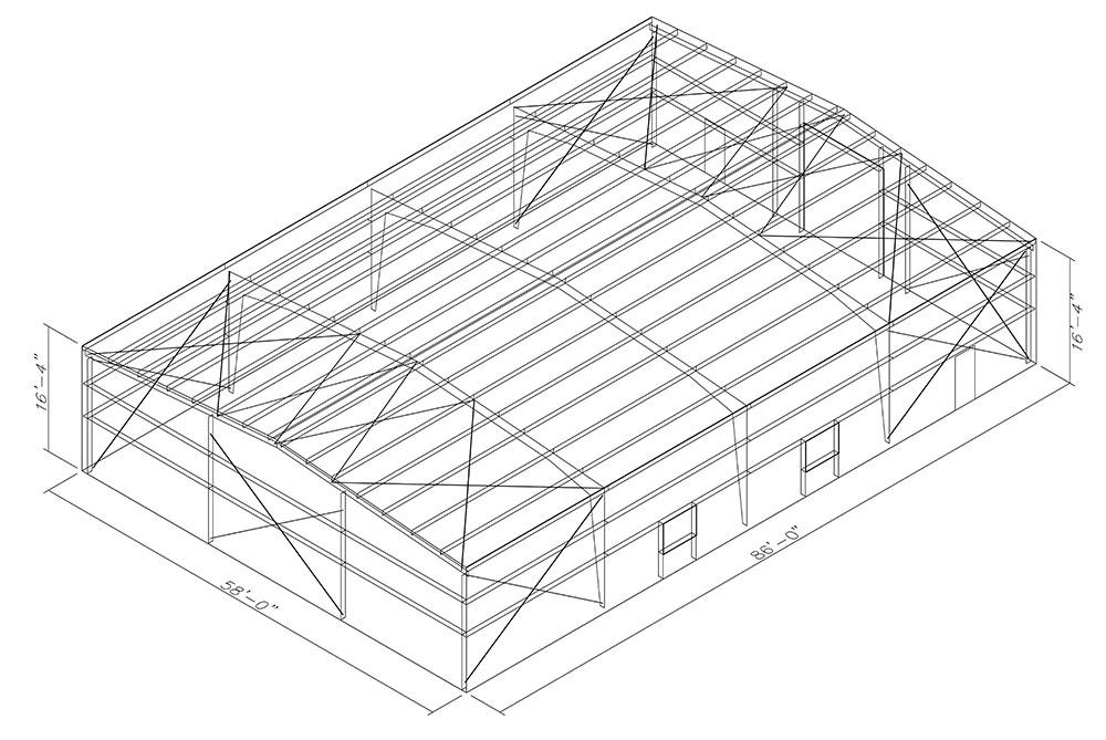 58x86x16 Metal Building 58x86x16 Metal Building Kit