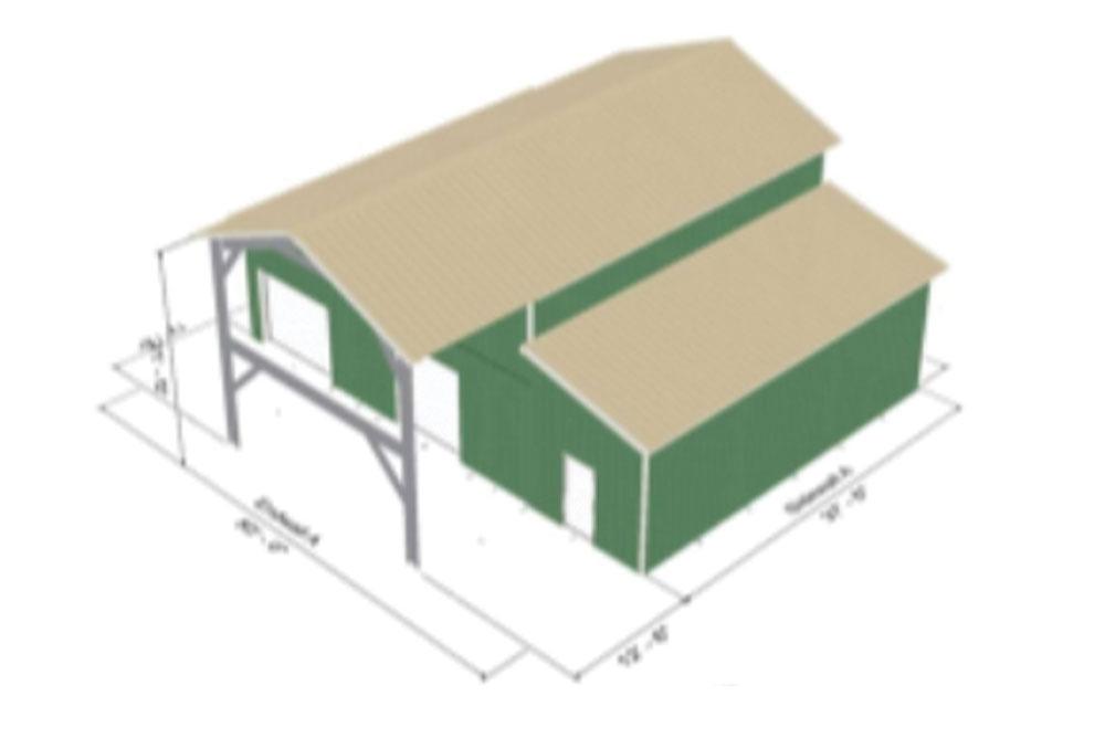 CA1799-Render | 3D Rendering of a Metal Building with an Overhang 3D Rendering of a Metal Building with an Overhang