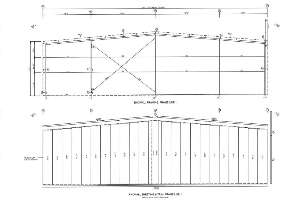 GA1806 | 70×100 metal building plans 70x100 metal building plans