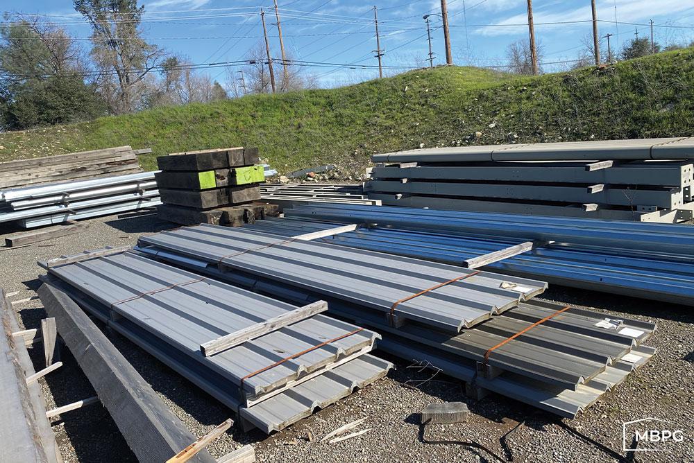 CA1808 | Steel Building Materials Sitting on Pallets Steel Building Materials Sitting on Pallets